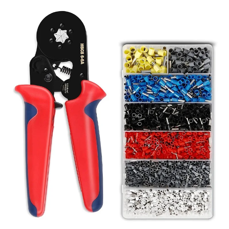 Crimping Pliers Kit Tubular Terminal HSC8 6-4-6A Crimper Wire Mini Ferrule Crimper Hand Tools Household Electrical Kit With Box