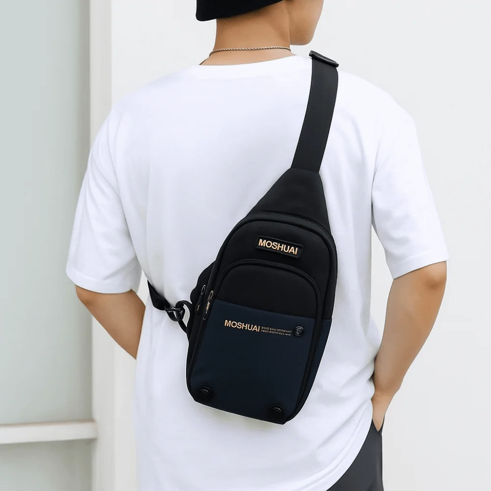 Simple Multifunction Men's Crossbody Bag Waterproof Leisure Sports Chest Bag Large Capacity Sling Nylon Shoulder Bag Daily