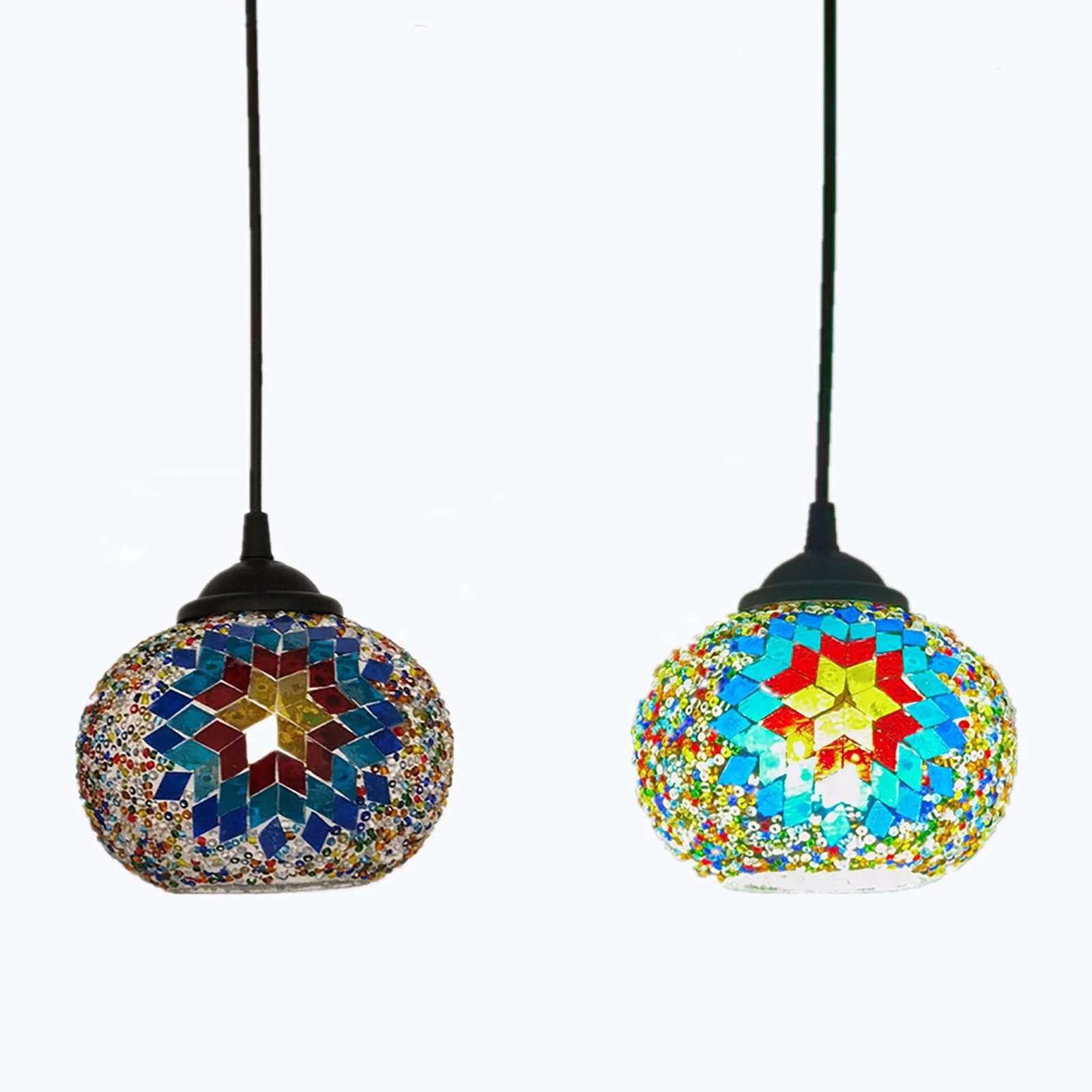 Mediterranean Style Turkish Moroccan Pendant Light Decoration Handmade Glass Shade Restaurant Mosaic Hanging Lamp