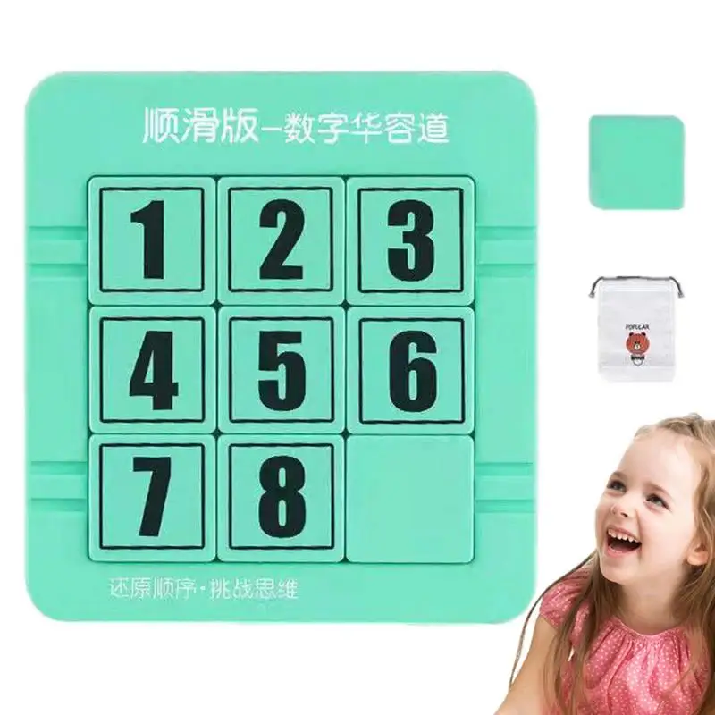 Number Slide Puzzle Game Slide Puzzle Board Game Wooden Hand-Speed Training Toy Early Education Moving Blocks Game