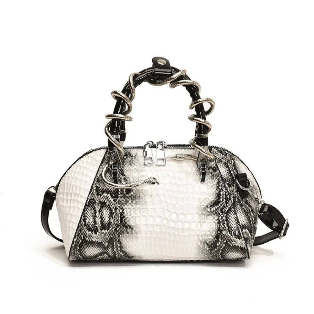 

Fashion Stone Pattern Women's Bag Handbags With Snake Hardware Crossbody Shell Bag Large Capacity Top-handle Shell Bag