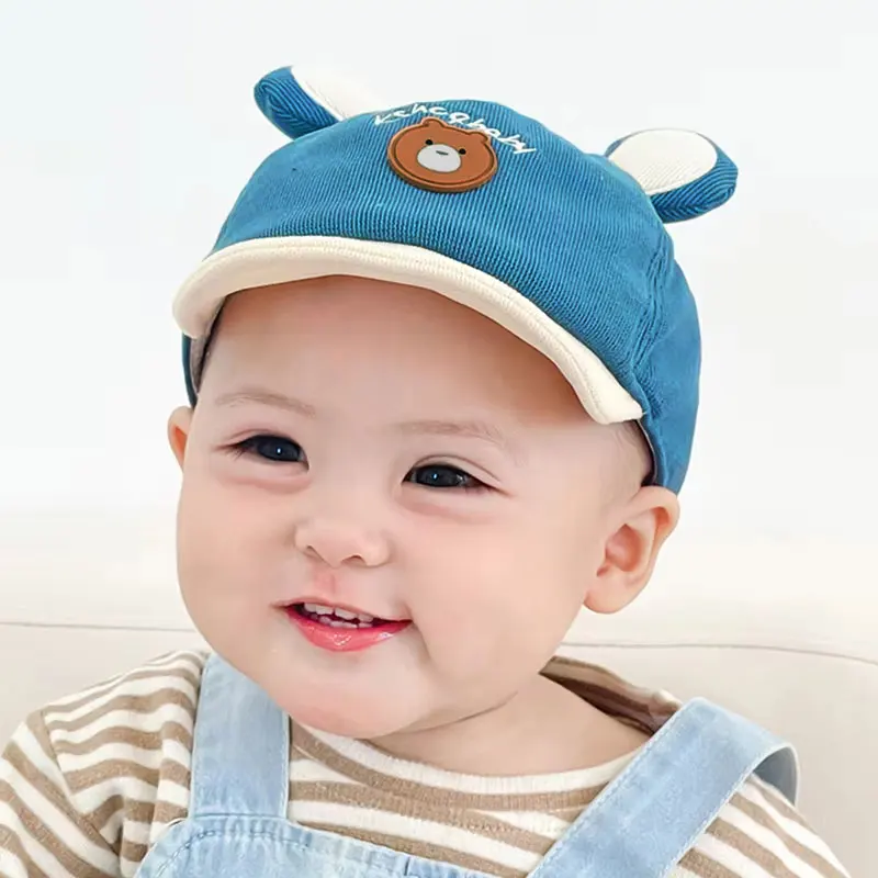 Cartoon Bear Baby Baseball Cap With Ears Cute Animal Sun Hat for Boys Girls Casual Infant Peaked Hat image 4