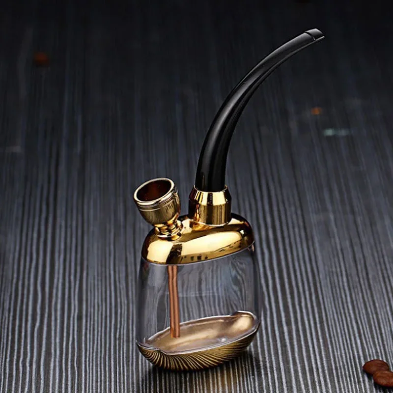 Portable Tobacco Pipe Acrylic Water Smoking Pipe Shisha Hookah Bicirculation Filter Cigarette Holder for Healthy