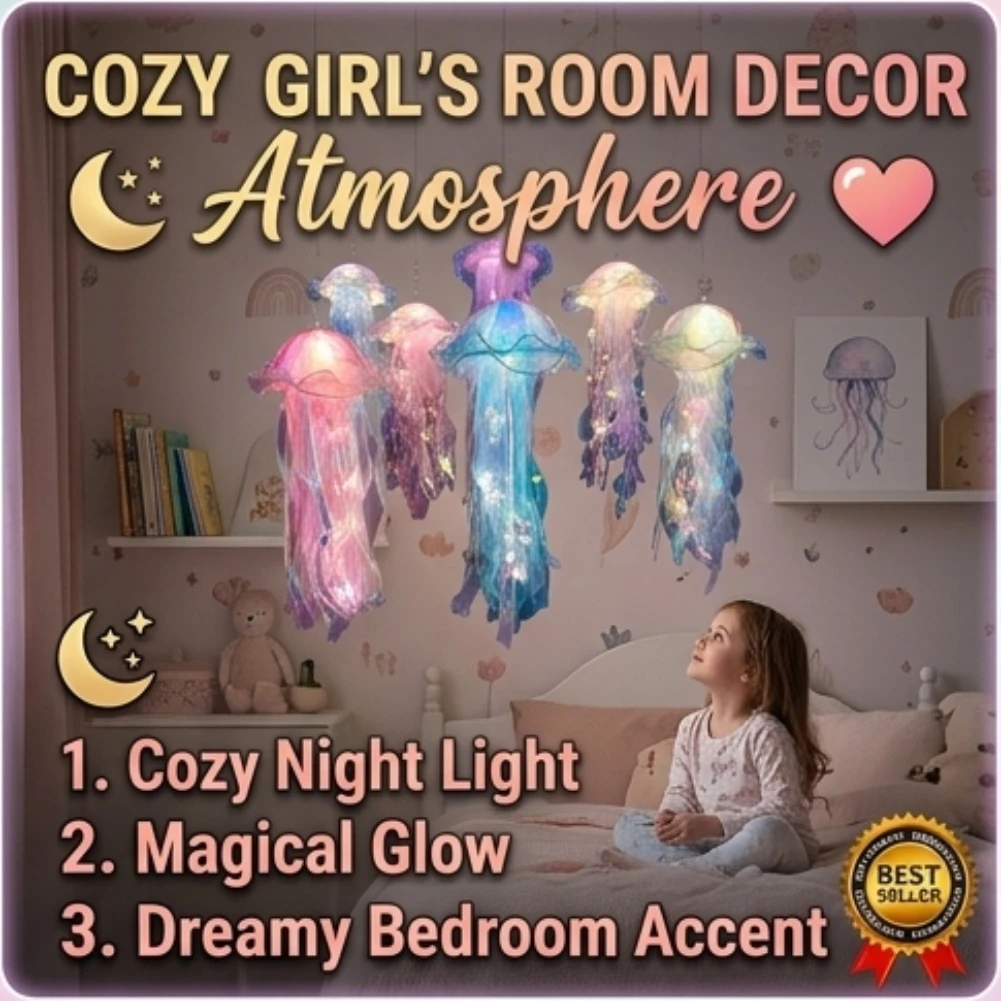 5-1PCS RGB Jellyfish Lamp Colorful Night Light Jellyfish Atmosphere Light Lamp Hanging Ceiling Lantern Creative Jellyfish Lamp