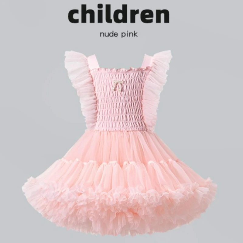Bebê menina princesa tutu vestido infantil da criança borboleta puff manga criança tule vestido pageant festa de aniversário roupas do bebê l468