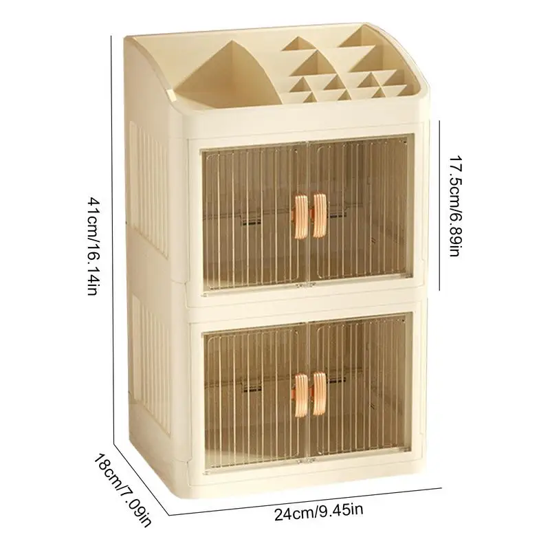 Caixa organizadora de maquiagem, 3 camadas, display de suprimentos cosméticos, grande capacidade para mesa, cômoda, balcão de banheiro
