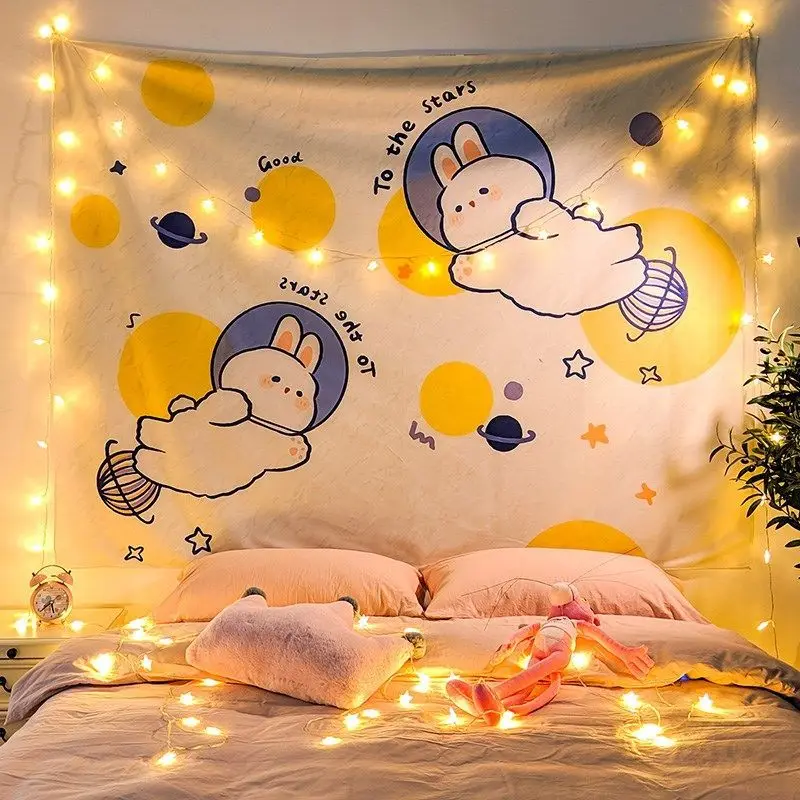 VIKAMA Space Cat Astronaut Tapestry, Galaxy Planet Wall Hanging for Bedroom Dorm Ceiling Kids Room Decor