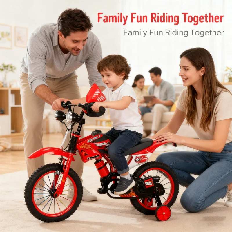 

red motorcycle Headlamp Foreign Trade Children's Motorcycle Bicycle Pedal Bike Boys and Girls Off-Road Motorcycle12161-inch Cros