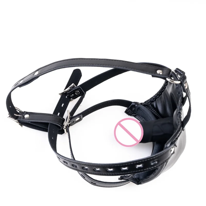 Exotic Cool PU Leather Harness Headgear Face Mask with Fetish Bondage Dildo Mouth Gag for Women Men Bedroom Cosplay Play Sex Toy view 6