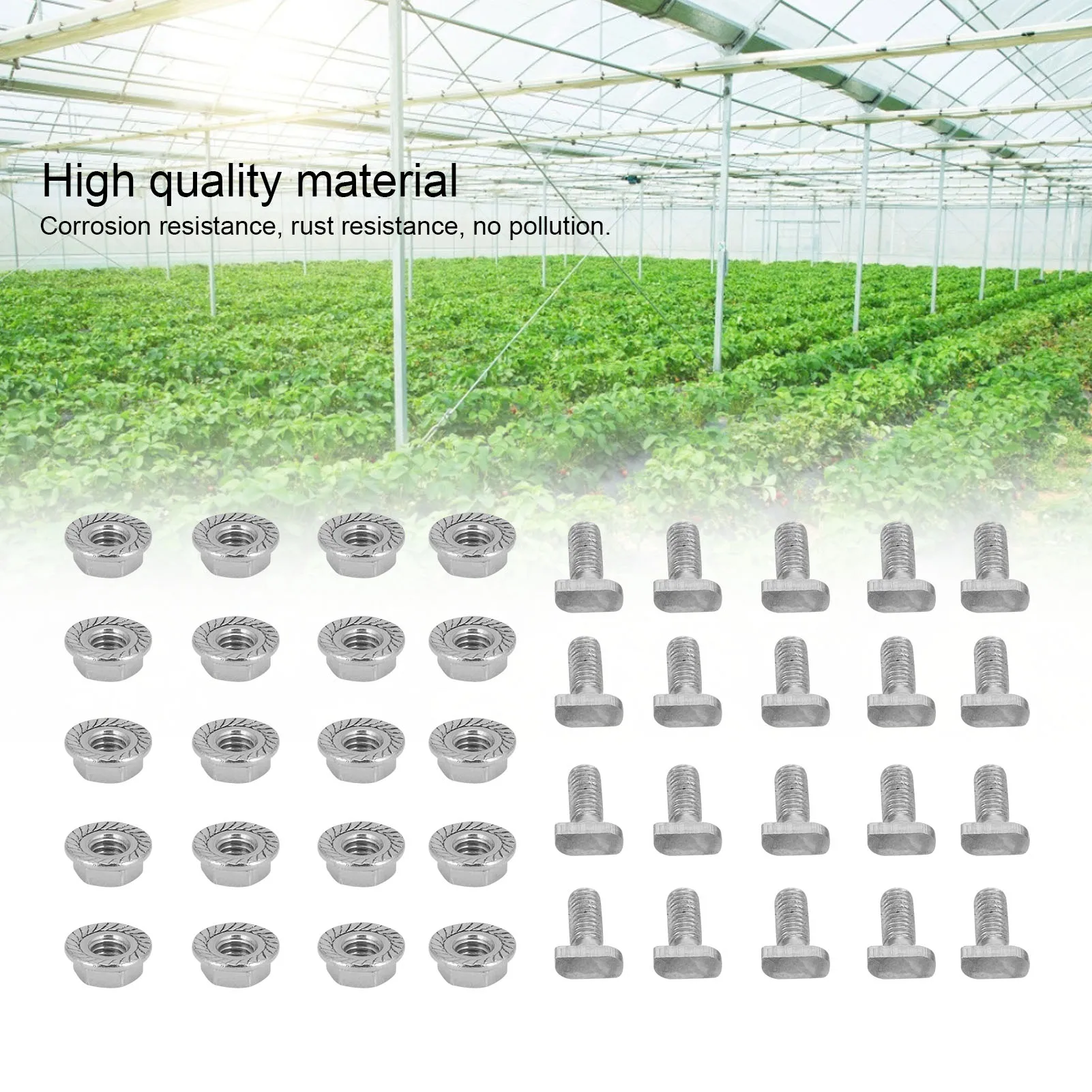 20 Satz Edelstahl m6 Schrauben mit Flansch mutter Befestigungs elemente Hardware Gewächshaus zubehör