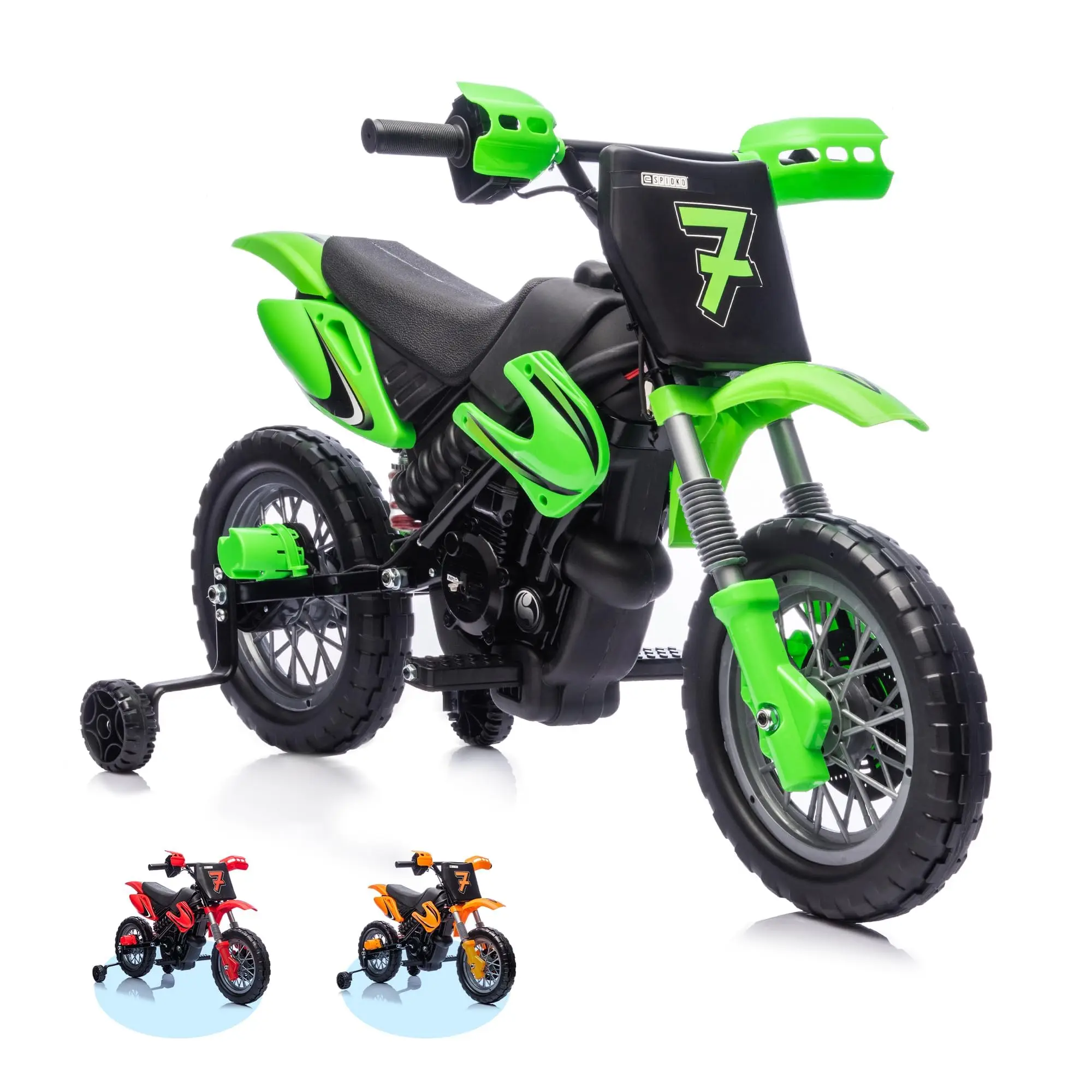 12V Kids Electric Motorcycle Ride On Toy With 2x25W Motors, Training Wheels, Suspension, Music, Twist Grip, 2 Speed Motorbike