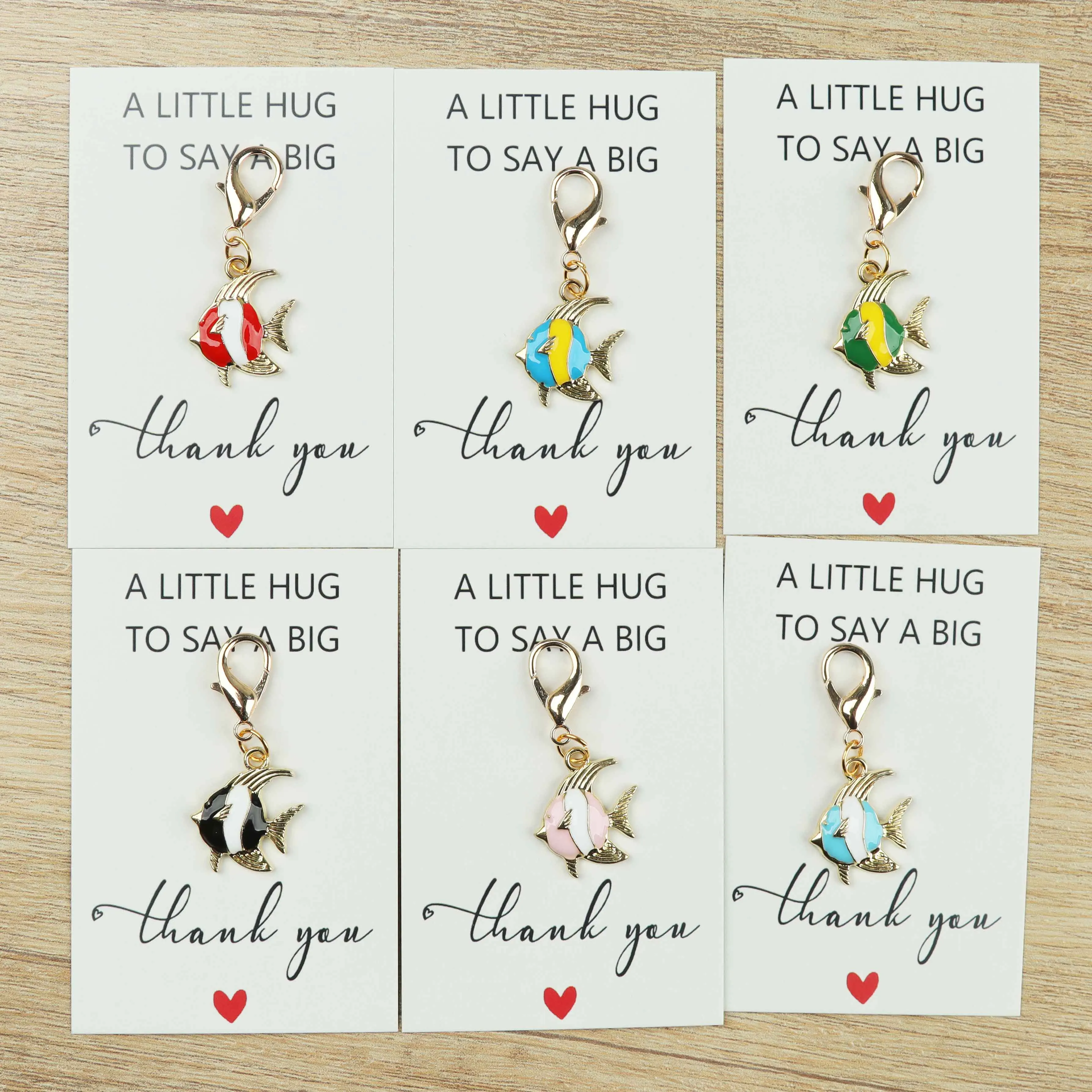 6pcs/12pcs Cute Fish Keychains, Including a Thank-You Card, Fish Pendants, Birthday Gifts, and Party Favors.