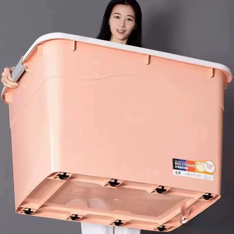 Large Plastic Clothes Storage Box with Cover Home Use Organizer Box for Clothing Accessories Storage Solution