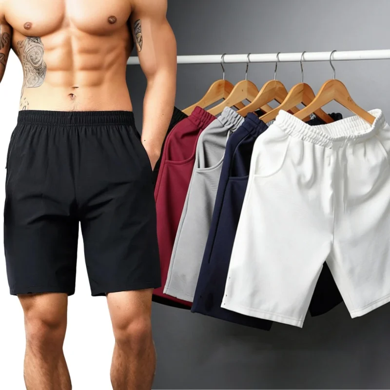 Verão respirável homens malha shorts ginásio musculação casual solto shorts corredores de fitness ao ar livre praia calças curtas moletom L-4XL