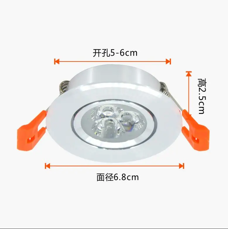 LED Recessed Ceiling Downlights Kitchen CE Luminaire 110-240V 3W 55mm Cut Hole Spot Lamp Angle Adjustable