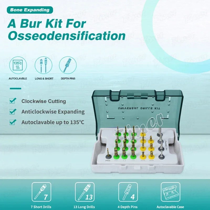 24 pcs Osseodensification Burs Kit Dental Implant Drills for Osteotomy Expansion Preparasion Ridge Expansion Implantology