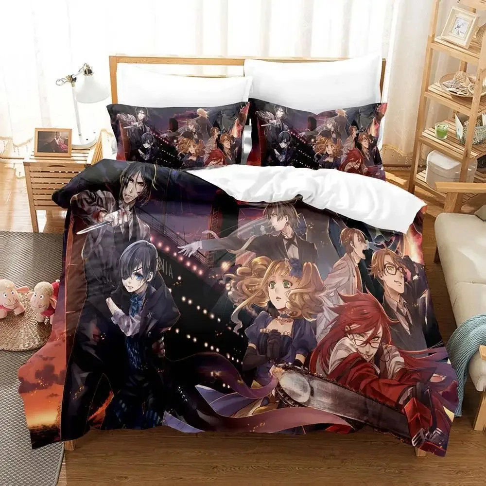 

Black Butler Bedding Set Single Twin Full Queen King Size Bed Set Adult Kid Bedroom Duvetcover Sets 3D Print Anime Bed Sheet Set