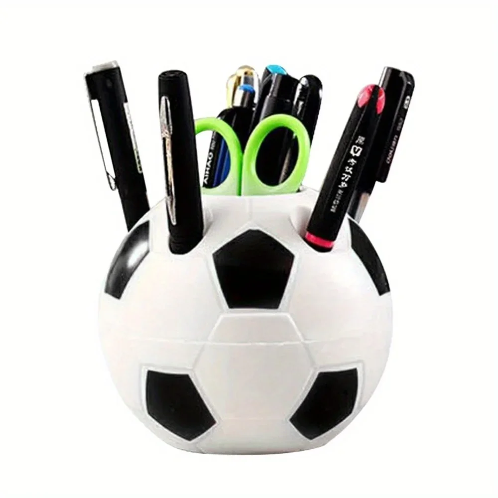 Multifunctional Cute Football Shaped Pen Holder Durable Plastic Pencil Storage Rack Box Organizer Container Desktop Decor Gifts