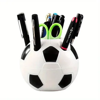 Portapenne multifunzionale a forma di calcio carino, portapenne in plastica durevole, portaoggetti, contenitore per organizer, decorazioni per il desktop, regali