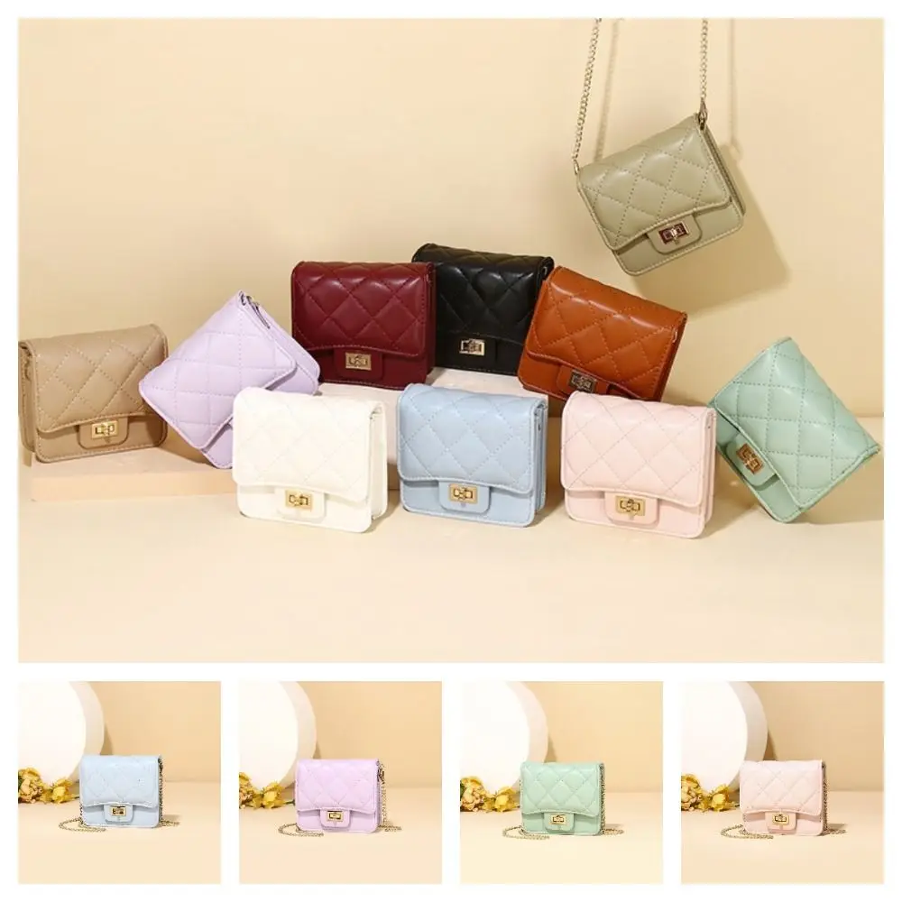 

Portable Mini Crossbody Lipstick Bags Rhombus Elegant Small Item Bag Purse Luxury PU Banquet Chain Bag Female