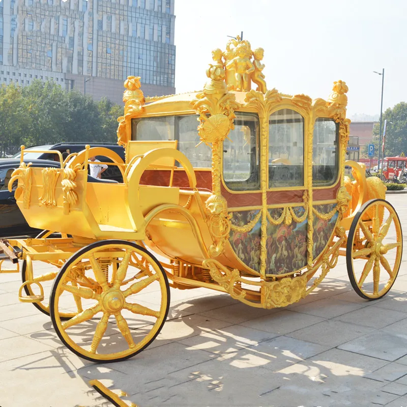 Luxurious Horses Wagon Customized Wedding Cart For Tourist Romantic Sightseeing Horse Carriage