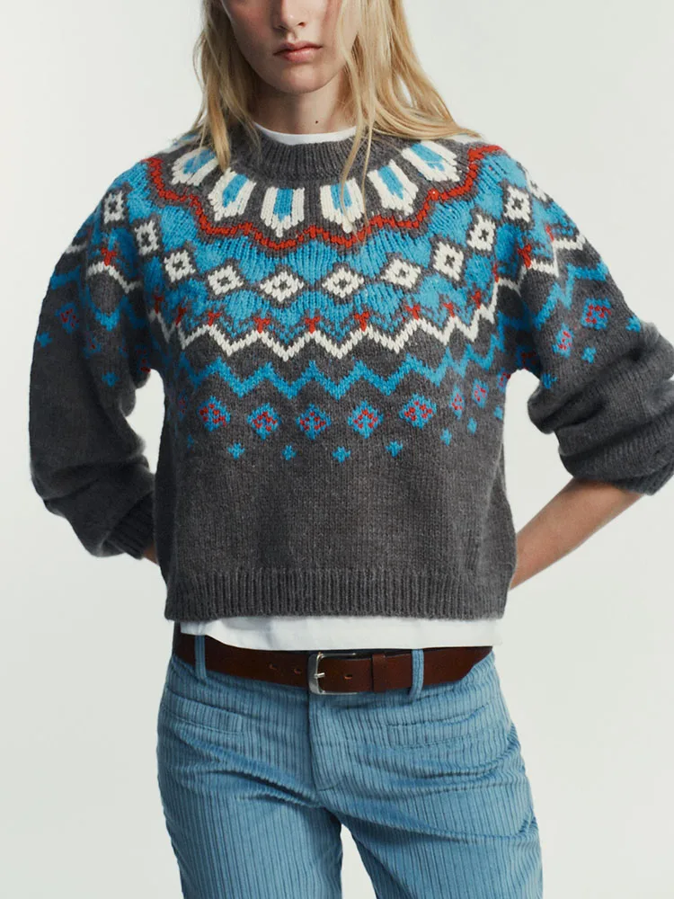 

High-End round Ne Long Sve Knitted Sweater New Arrival Winter Faion European Sle Women's Premium Embroidered Knitwear