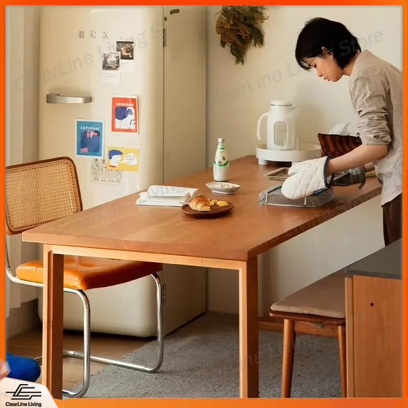 Nordic Solid Wood Dining Table Japanese Style Thickened Cherry Wood Computer Desk Large Workbench Home Office Furniture