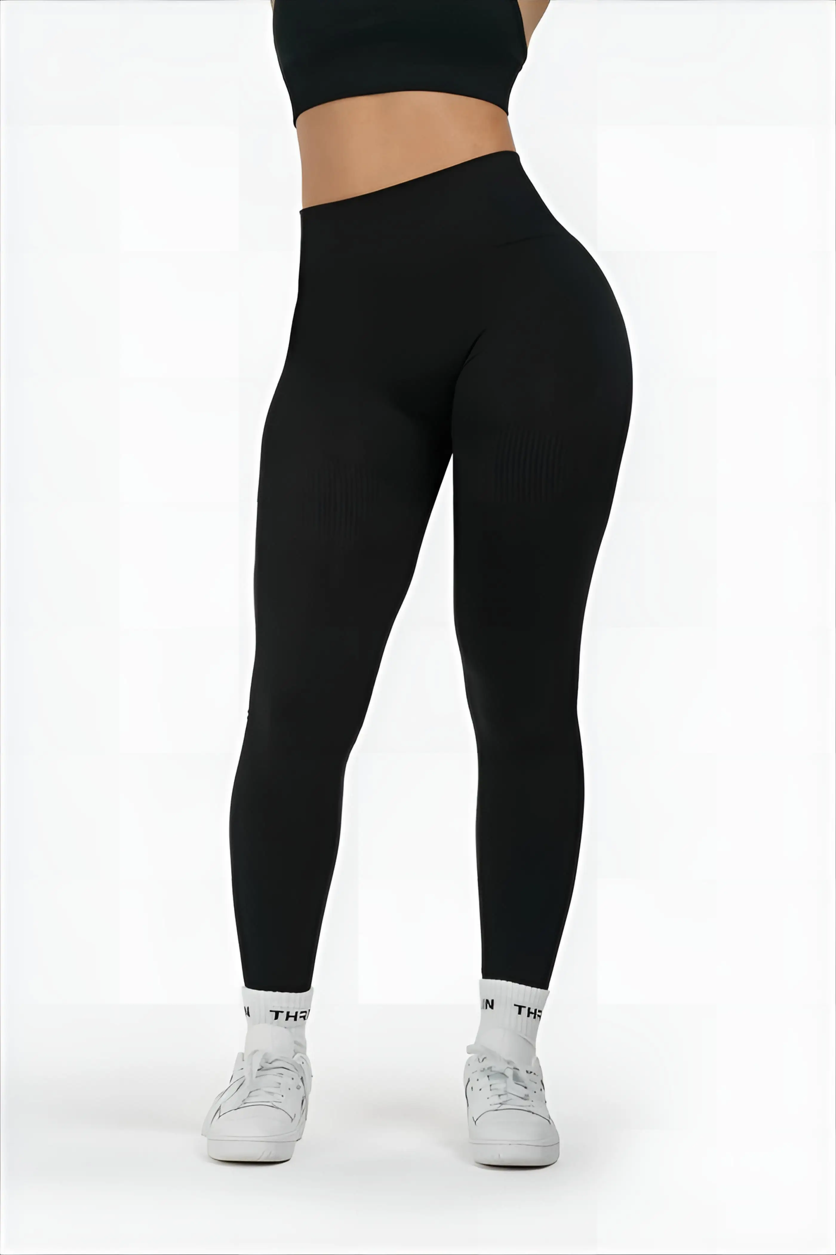 Pantaloni da yoga Fodera da donna di qualità sollevata setosa e spessa effetto denim antiscivolo Peluche sette quarti Comodo Lady S Shine Detail Match