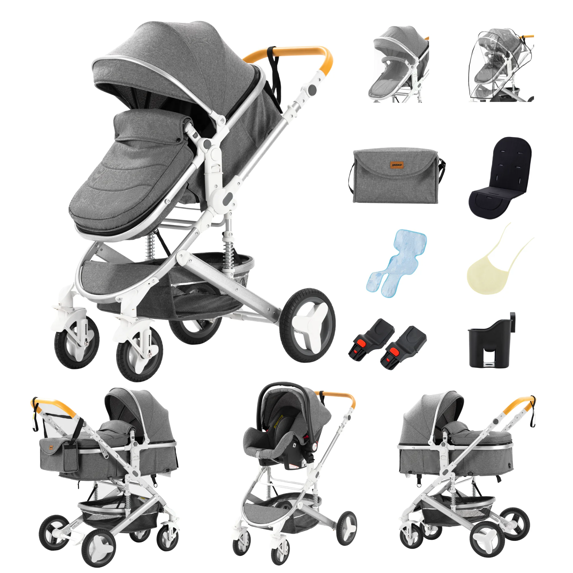 Multifunctionele kinderwagen 3-in-1, autostoel-kinderwagen combinaties, compacte baby reiswieg voor pasgeborenen, kinderwagens, baby buggy's