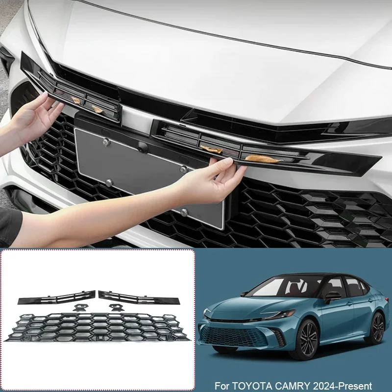 Car Replacement Upper Lower Grille Buckle Insect Proof Net For Toyota Camry 2024-2027 Front Bumper Center Intake Grille Cover