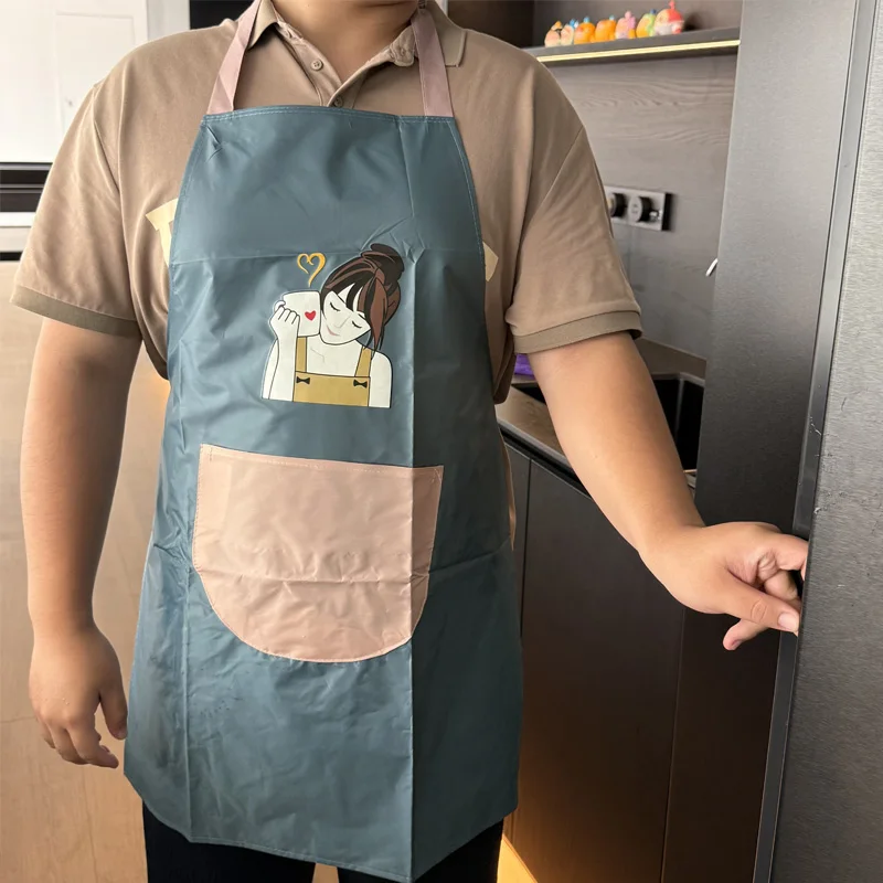 Delantales con logotipo personalizado: delantales con babero de cobertura total impermeables y resistentes al aceite para cocina, cocinar, asar, Stra ajustable