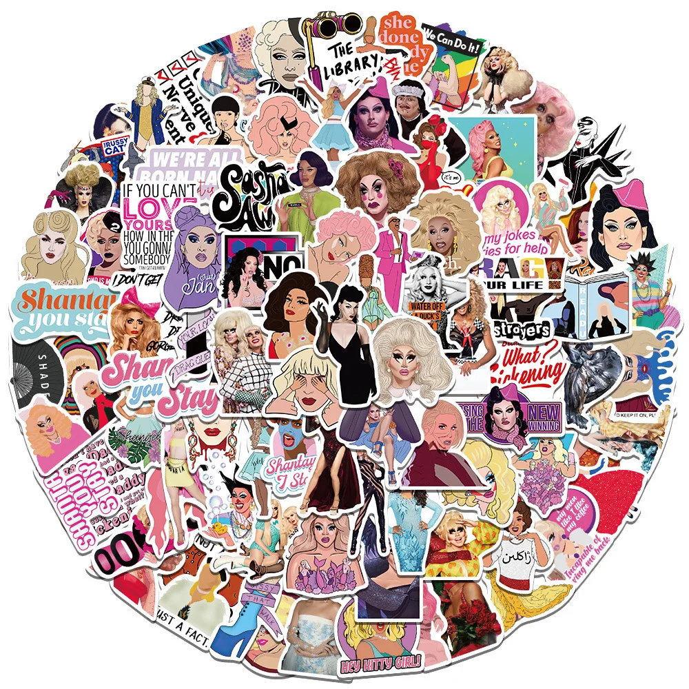 100PCS RuPauls Drag Race Stickers DIY Travel Guitar Phone Laptop Cool Waterproof Graffiti Decal Sticker