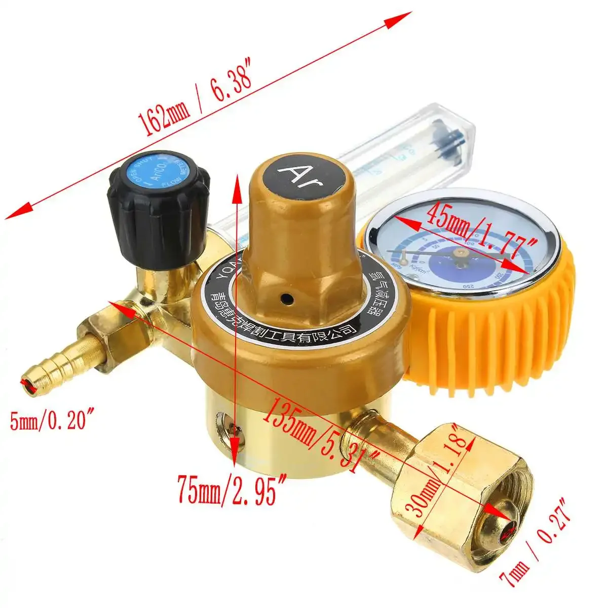 Imagem -03 - Medidor de Pressão Regulador de Gás Fluxômetro Solda Solda Calibre Argônio Co2 Mig Tig Tig g5 025mpa