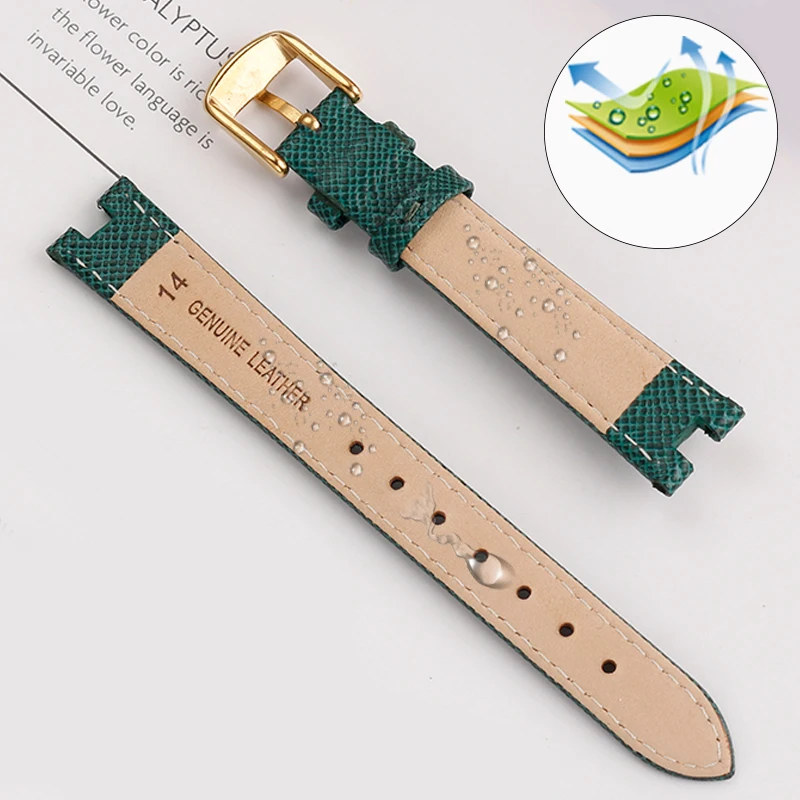 High Quality Notched Watch Strap for Gucci YA141401 YA141505  YA1414 YA1415 GC Women\'s Watch Leather Watchband 12x5mm 14x5mm