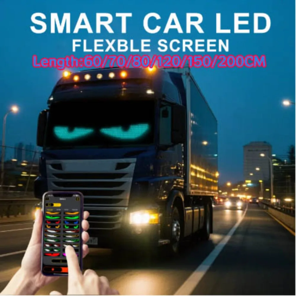 

For Car For Truck For BUS LED Devil Eyes Dynamic Soft Screen Light Free Custom Text APP Remote Windshield Music Mod