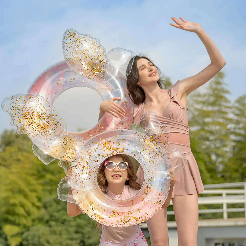 Anello da Nuoto per Bambini 2026 con Ali di Farfalla in Paillettes, Galleggiante Ascellare in PVC Ispessito Virale su INS, per Principianti, Divertimento Acquatico Gonfiabile per Piscina