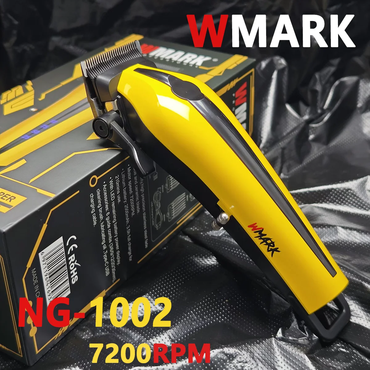 Professional Gradient Hair Clipper WMARK NG-1002 7200RPM Men's Hair Trimmer 2500mAh with 5 Adjust DLC Blade Length Barber Salon