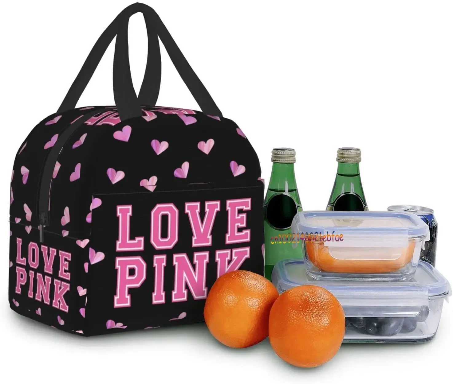 Love Pink Gradient Pink Lunch Bags for Women Portable Thermal Insulated Lunch Box Container Cooler Bag Tote Bento Pouch for Work