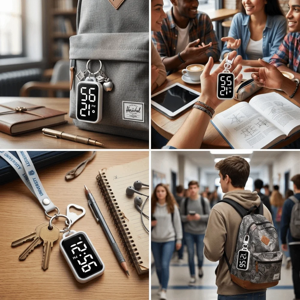 Digital Display Electronic watch Portable Pocket-Sized Student electronic watch One-Button Operation Mute