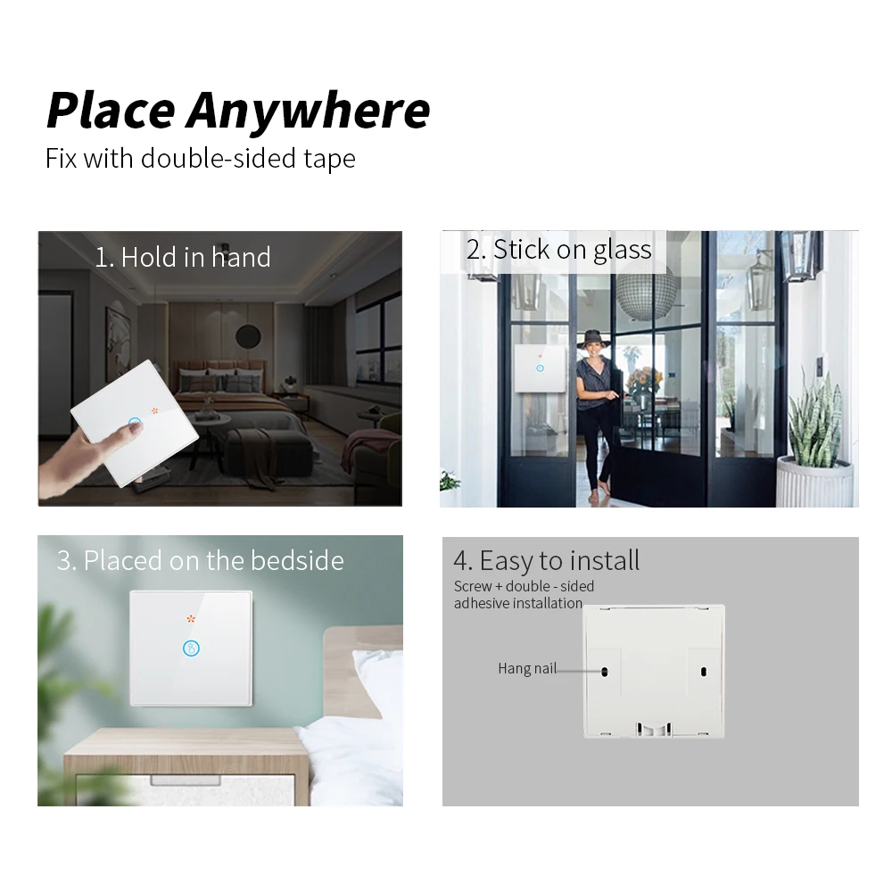 Tuya WiFi 433MHz Smart Home Wireless Timing Remote Control Wall Touch switch Appliances Google