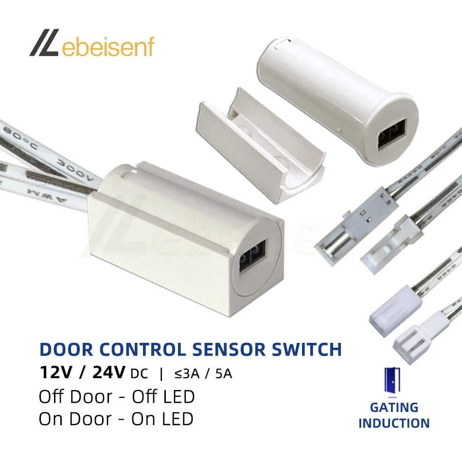 Nowy przełącznik czujnika sterowania drzwiami DC 12V 24V 5A Ściemniacz indukcyjny 2m przewód do szafki kuchennej Szuflada Szafa On/Off Oświetlenie