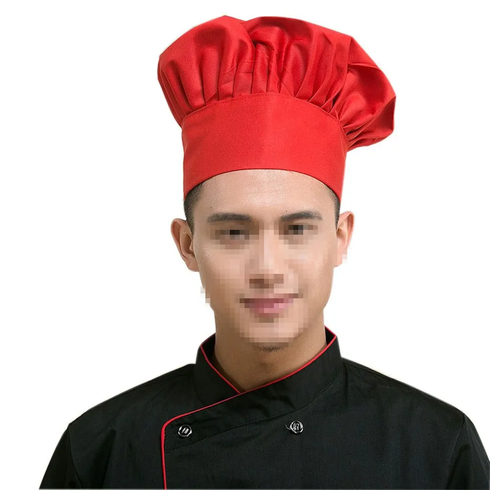 

Mushroom Style Chef Hat Red Polyester Cotton Unisex Kitchen Restaurant Cook Cap For Hotel Cafe School Uniform