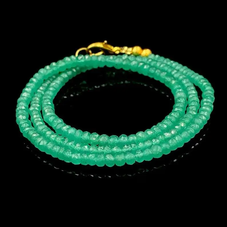 

Natural beryl Emerald Beaded Necklace - AAA+ Quality 4-5mm Round Faceted