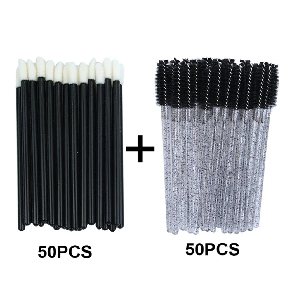 Disposable Lip Brush Crystal Eyelash Extension Mascara Applicator Lipstick Wands Set Women Eyelashes MakeUp Brushes Tools