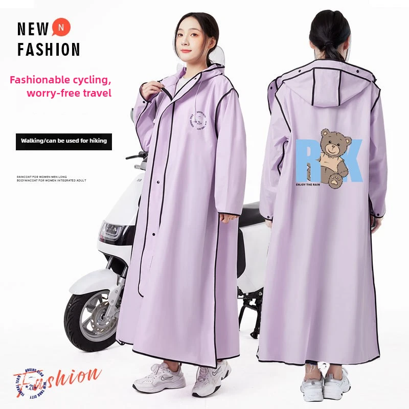 EVA Long Raincoat: Waterproof Zipper Rain Gear for Men & Women. Reusable Poncho with Pants, Portable Outdoor Travel Rain Jacket