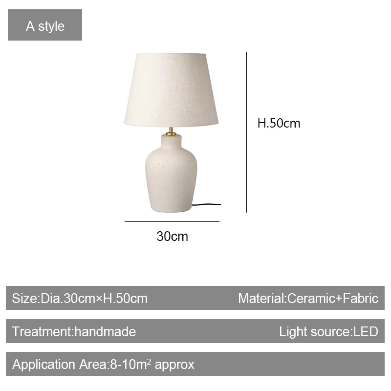 New Arrival Japanese Table Lamp Wabi-sabi Style Ceramic Pot E27 Warm White LED Bulb Retro Bedroom Bedside Lamp Living Room