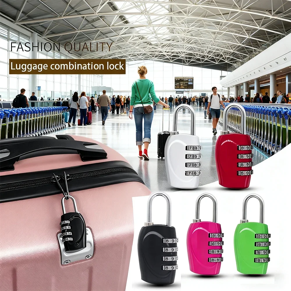 Popular 4-digit Password Padlock 6-color Gym Locker Anti-theft Combination Lock Luggage Travel Safety Lock Zinc Alloy Hardware