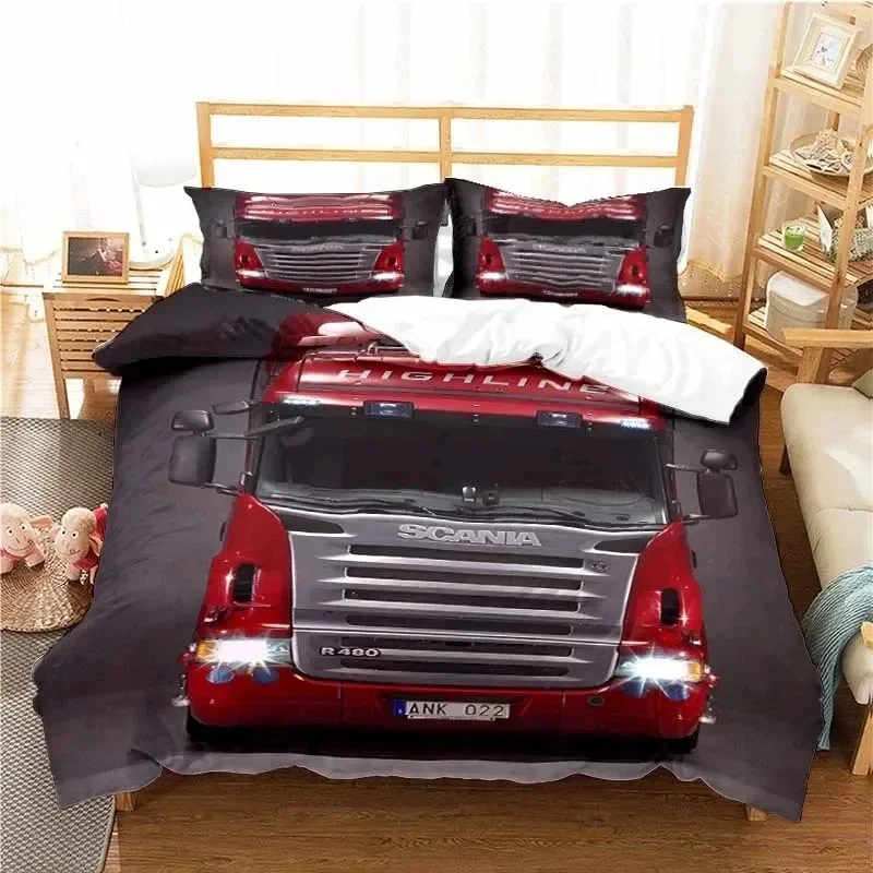 Scanias Truck Logo Bedding Set Boys Girls Twin Queen Size Duvet Cover Pillowcase Bed Kids Adult Fashion Home Textile