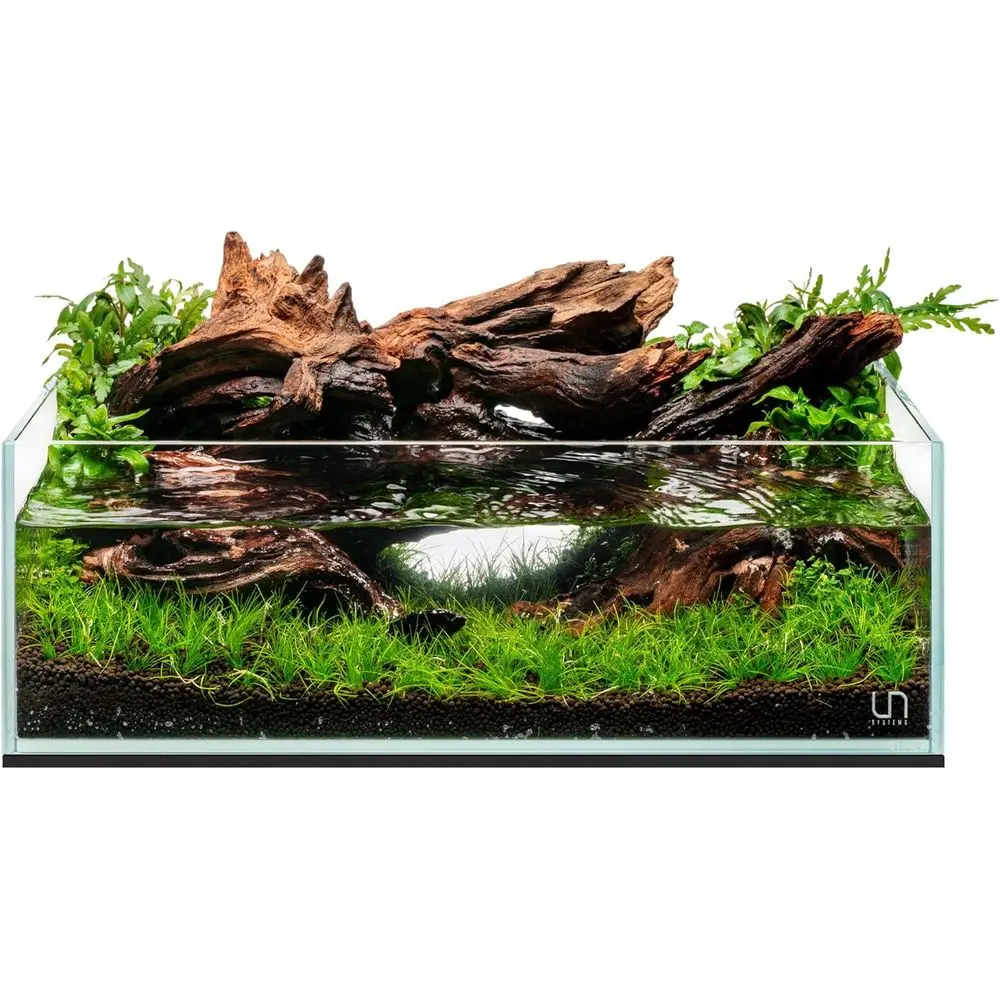 Low Iron Glass Aquarium with 45° Edges, 5-12mm Thick, Leveling Mat, 2 Gallon Shallow Tank