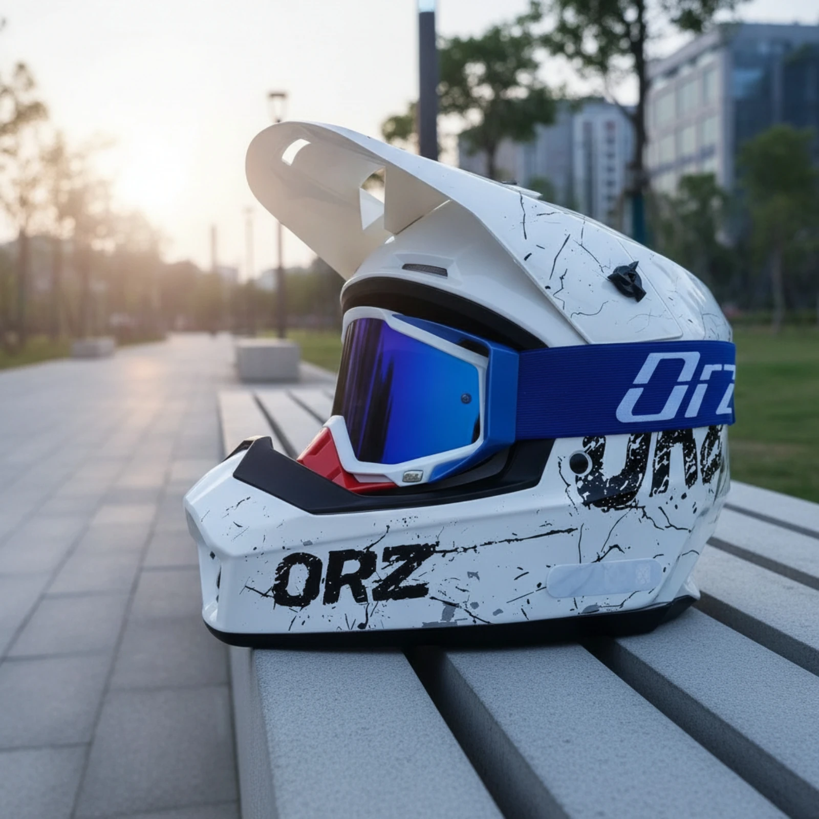 Dirt Bike Helmet with Goggles Comfortable Full-Face Helmet with Visor Lightweight Breathable for Riders, Motocross